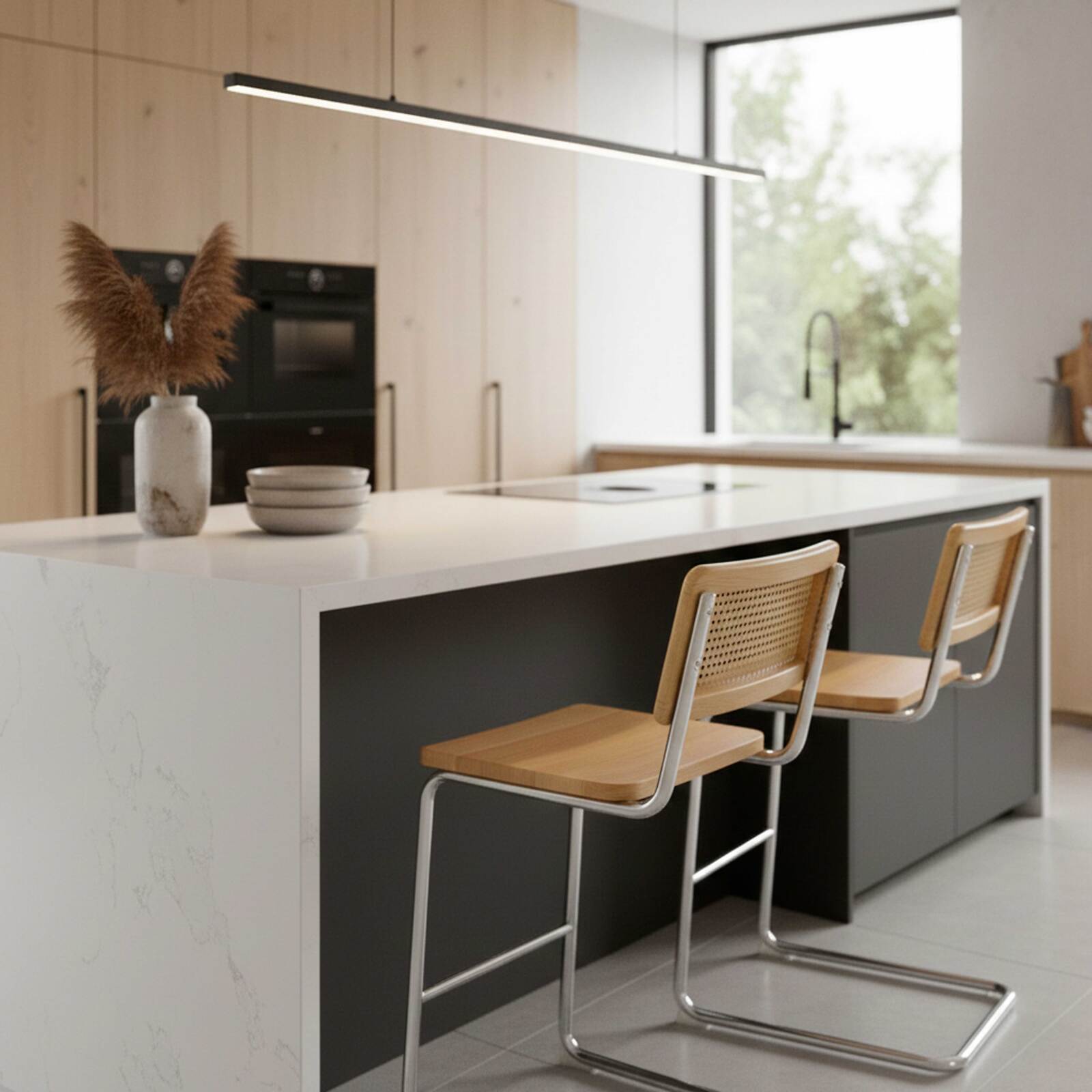 Barstühle aus Holz und Metall – 2er-Set