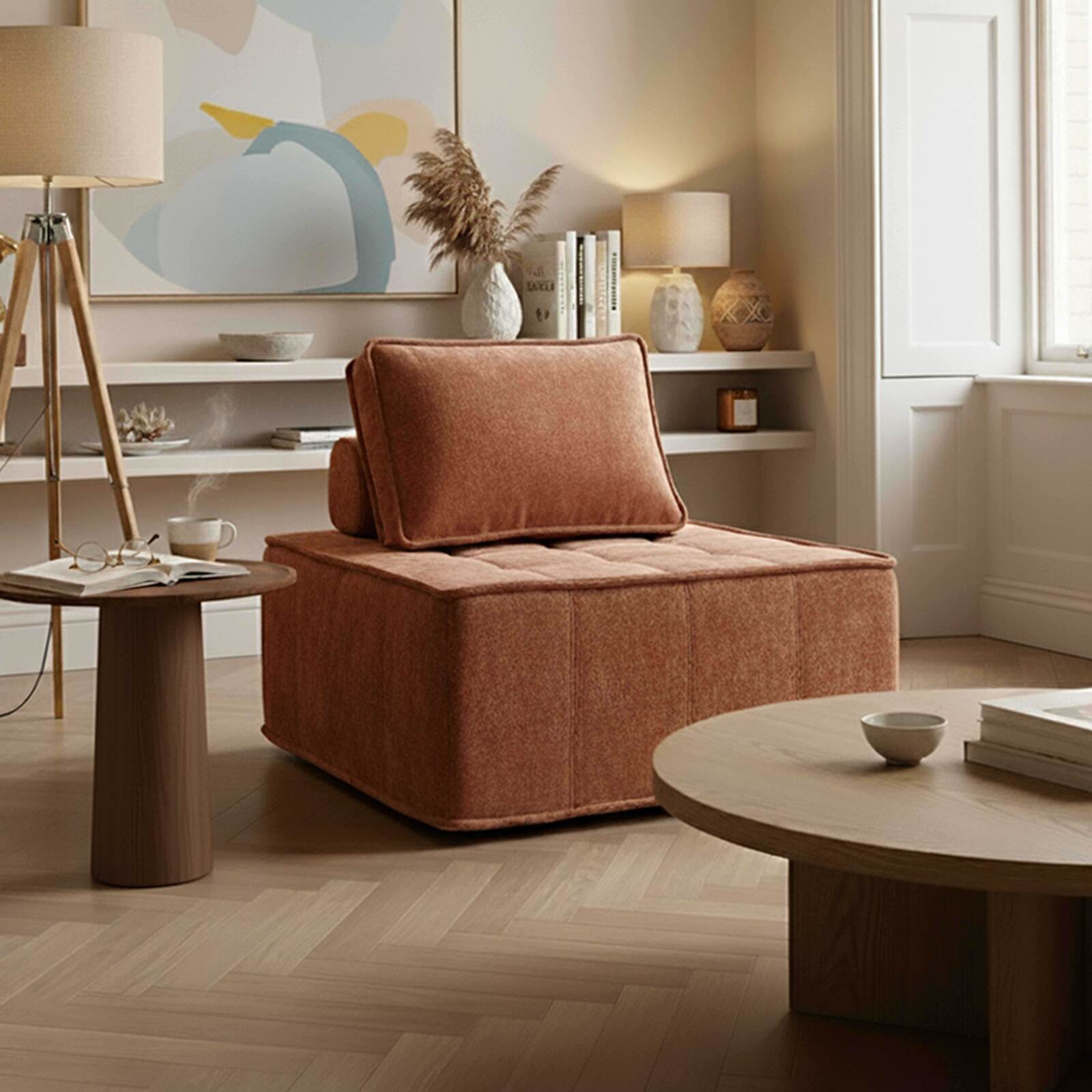 Sessel aus Stoff für modulares Sofa mit Kissen
