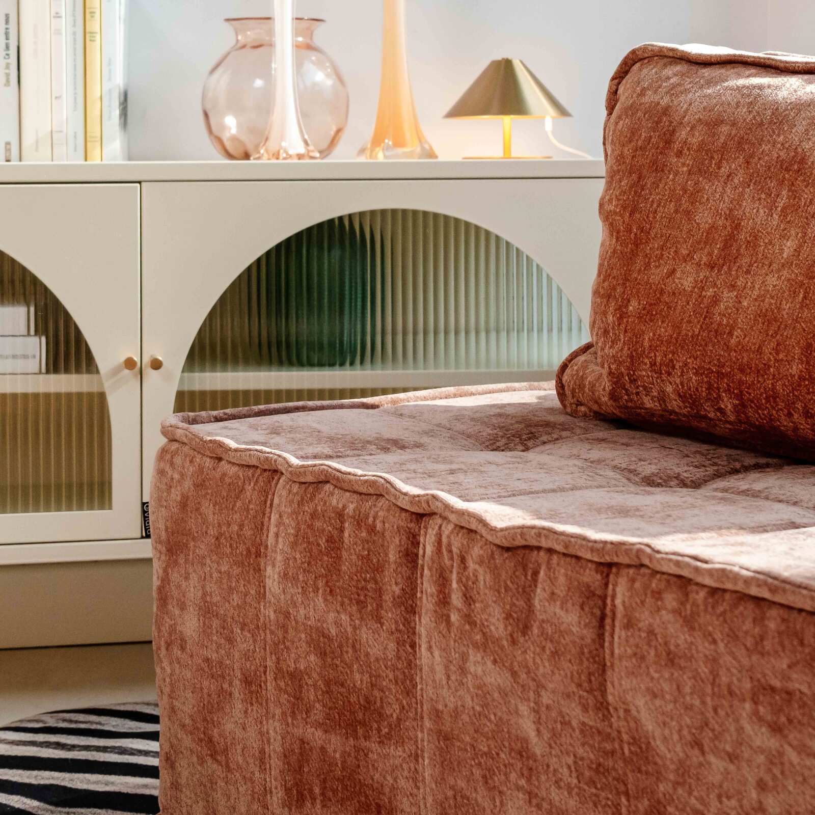 Modulares Sofa 2-Sitzer aus Stoff mit Kissen