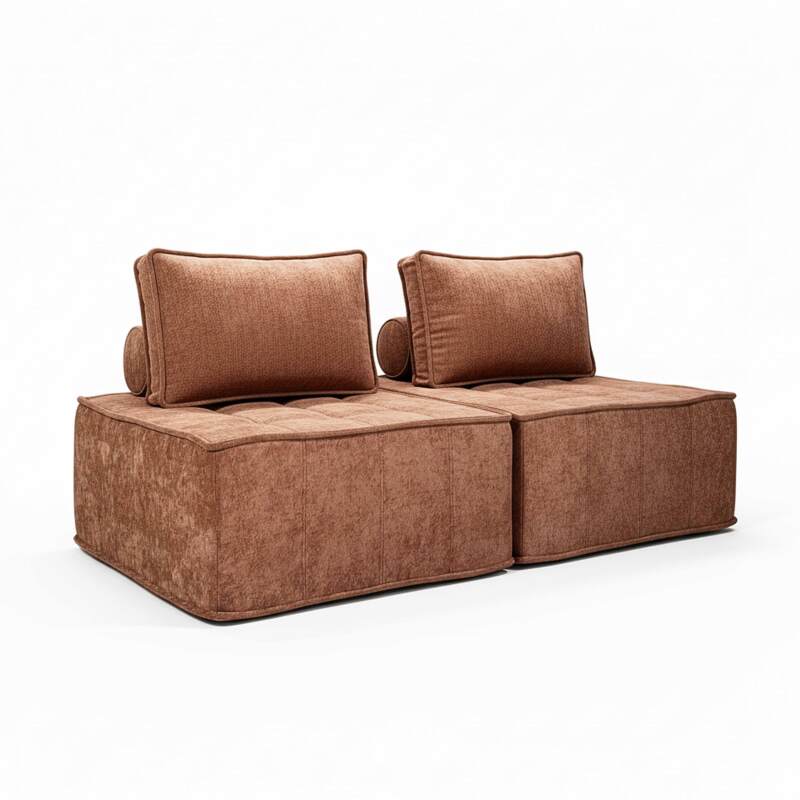 Modulares Sofa 2-Sitzer aus Stoff mit Kissen