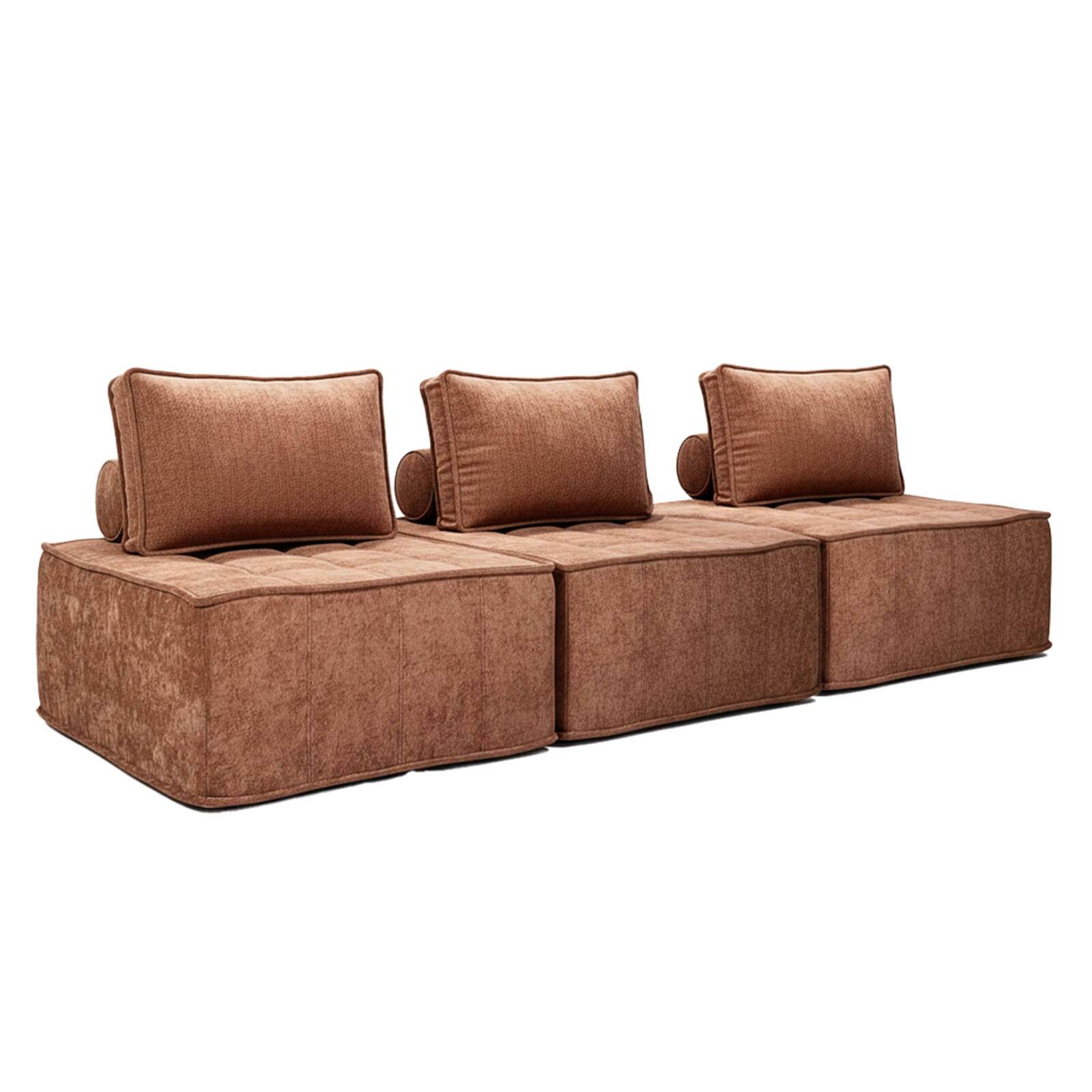 Modulares Sofa 3-Sitzer aus Stoff mit Kissen