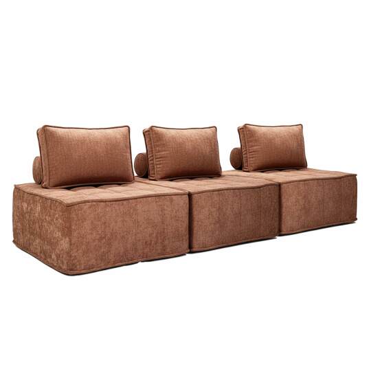Modulares Sofa 3-Sitzer aus Stoff mit Kissen | Oviala