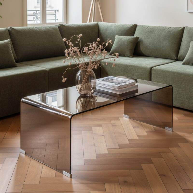 Couchtisch rechteckig, aus gehärtetem Glas, 110x50 cm