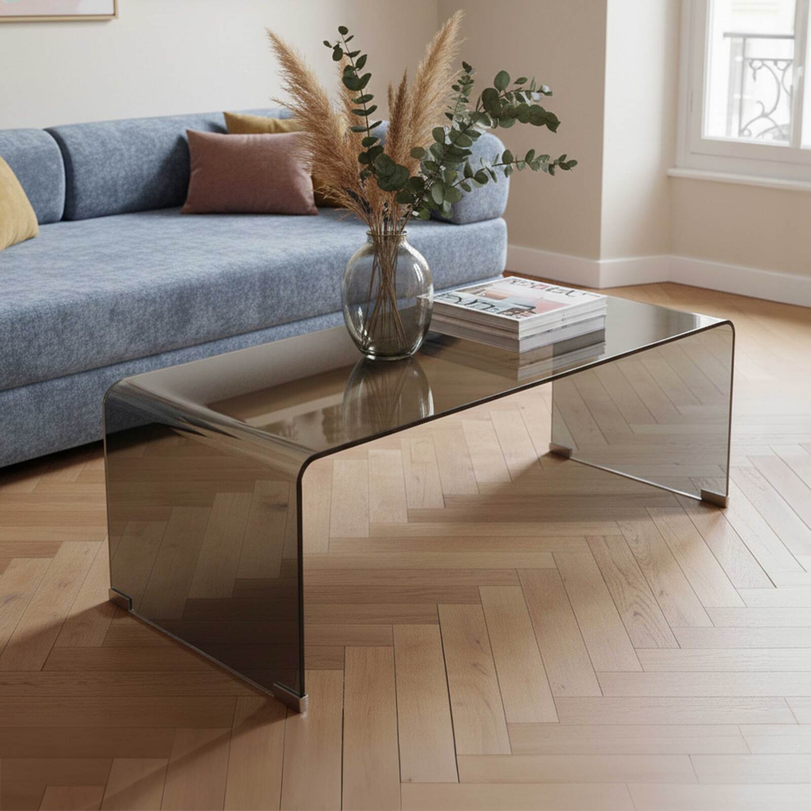 Couchtisch rechteckig, aus gehärtetem Glas, 110x50 cm