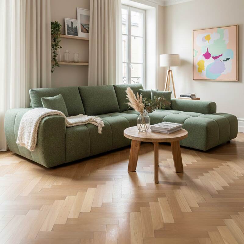 Couchtisch rund, aus massivem recyceltem Teakholz, Ø50 cm, Boho-Stil (3/6)