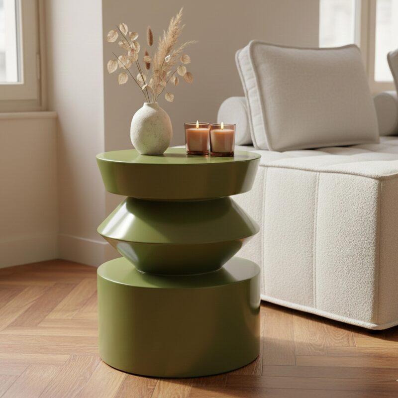 Couchtisch rund, in Lackoptik, Ø40 cm, Retro-Stil - Lifestyle