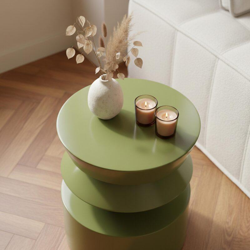 Couchtisch rund, in Lackoptik, Ø40 cm, Retro-Stil (2/4)