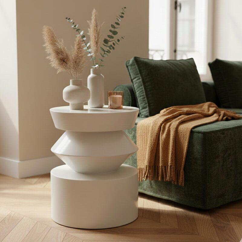 Couchtisch rund, in Lackoptik, Ø40 cm, Retro-Stil - Lifestyle