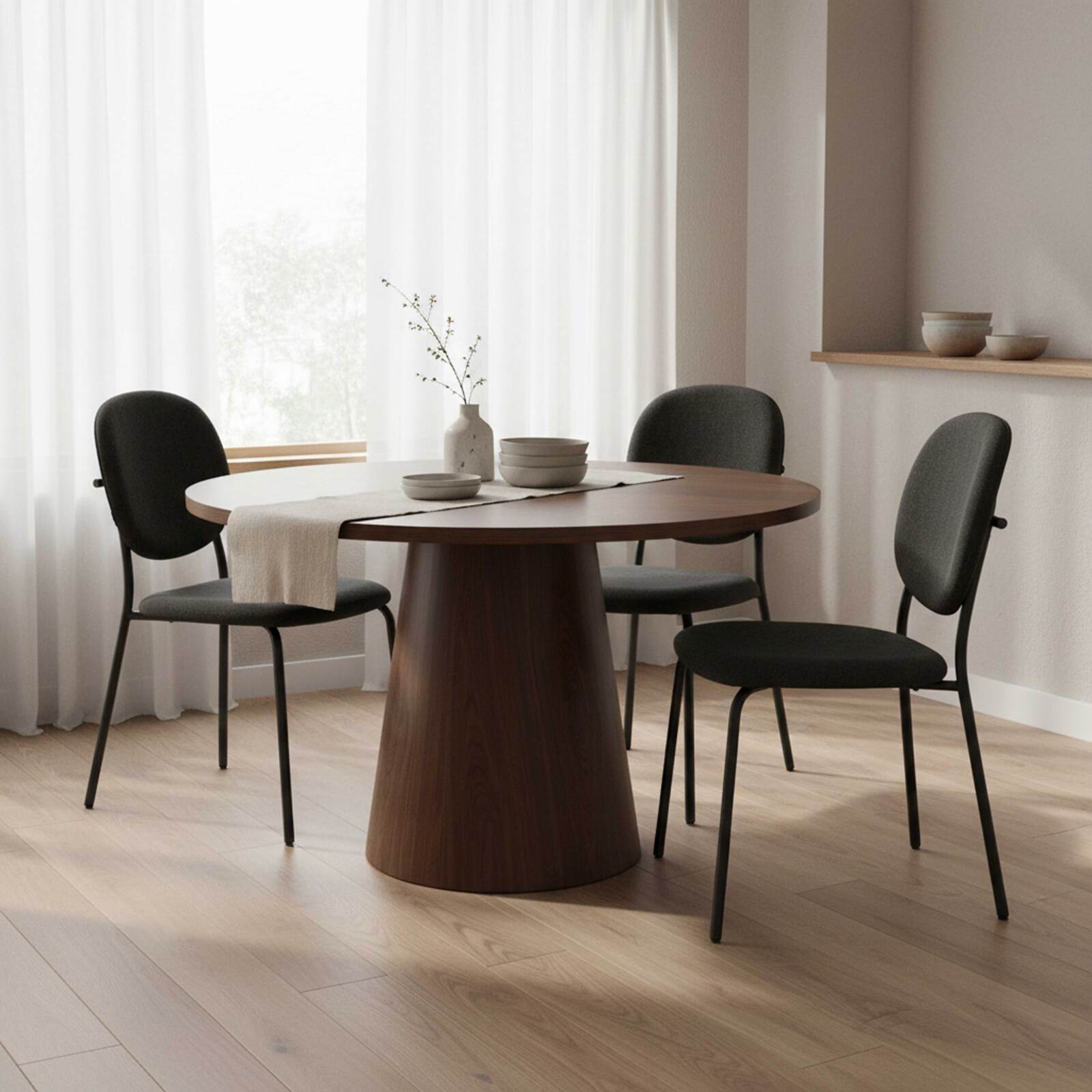 Esstisch rund, in Holzoptik für 4 Personen