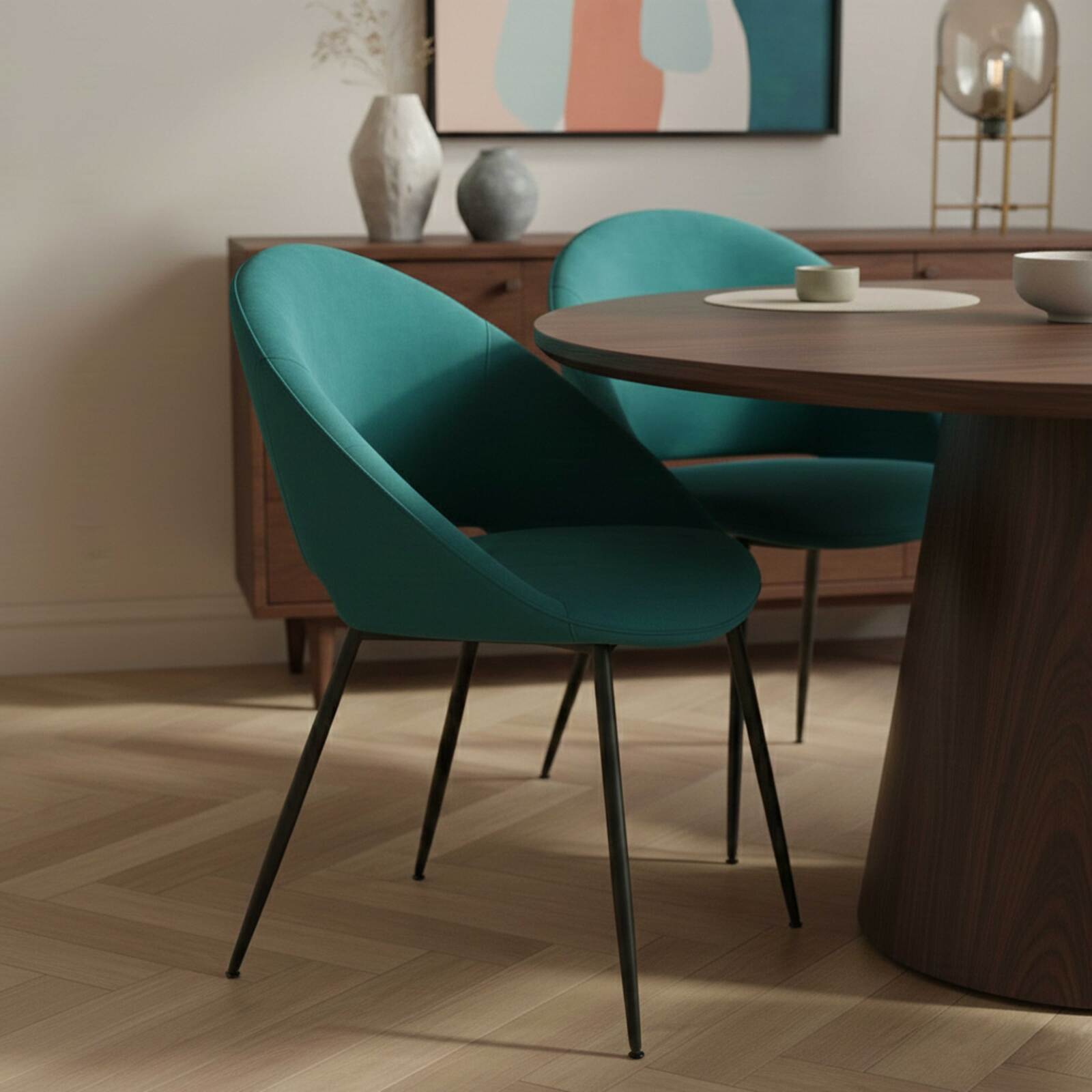 Stühle aus Samt und Metall - 2er-Set