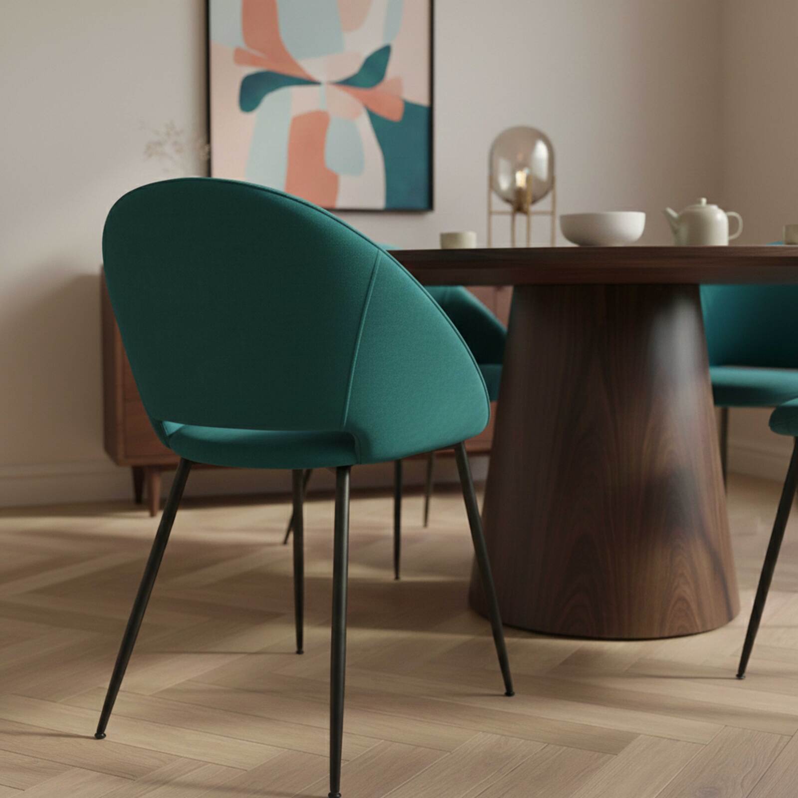 Stühle aus Samt und Metall - 2er-Set