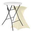 Klappbarer Stehtisch 80x110 cm mit elastischer Husse elfenbein