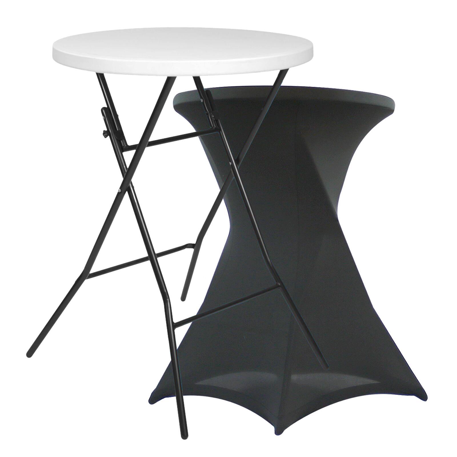 Klappbarer Stehtisch 80x110 mit elastischer Husse dunkelgrau