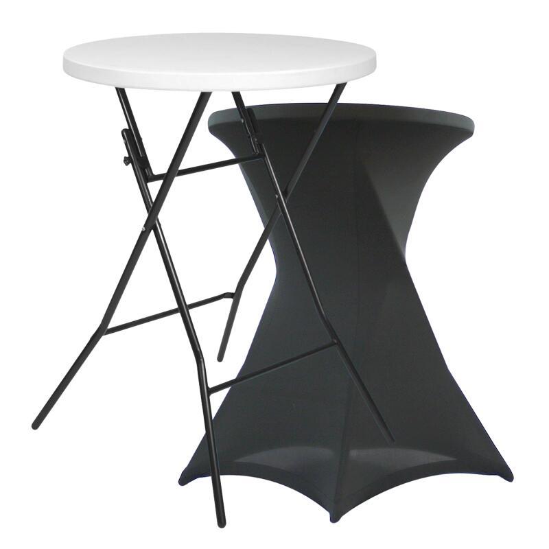 Klappbarer Stehtisch 80x110 mit elastischer Husse dunkelgrau