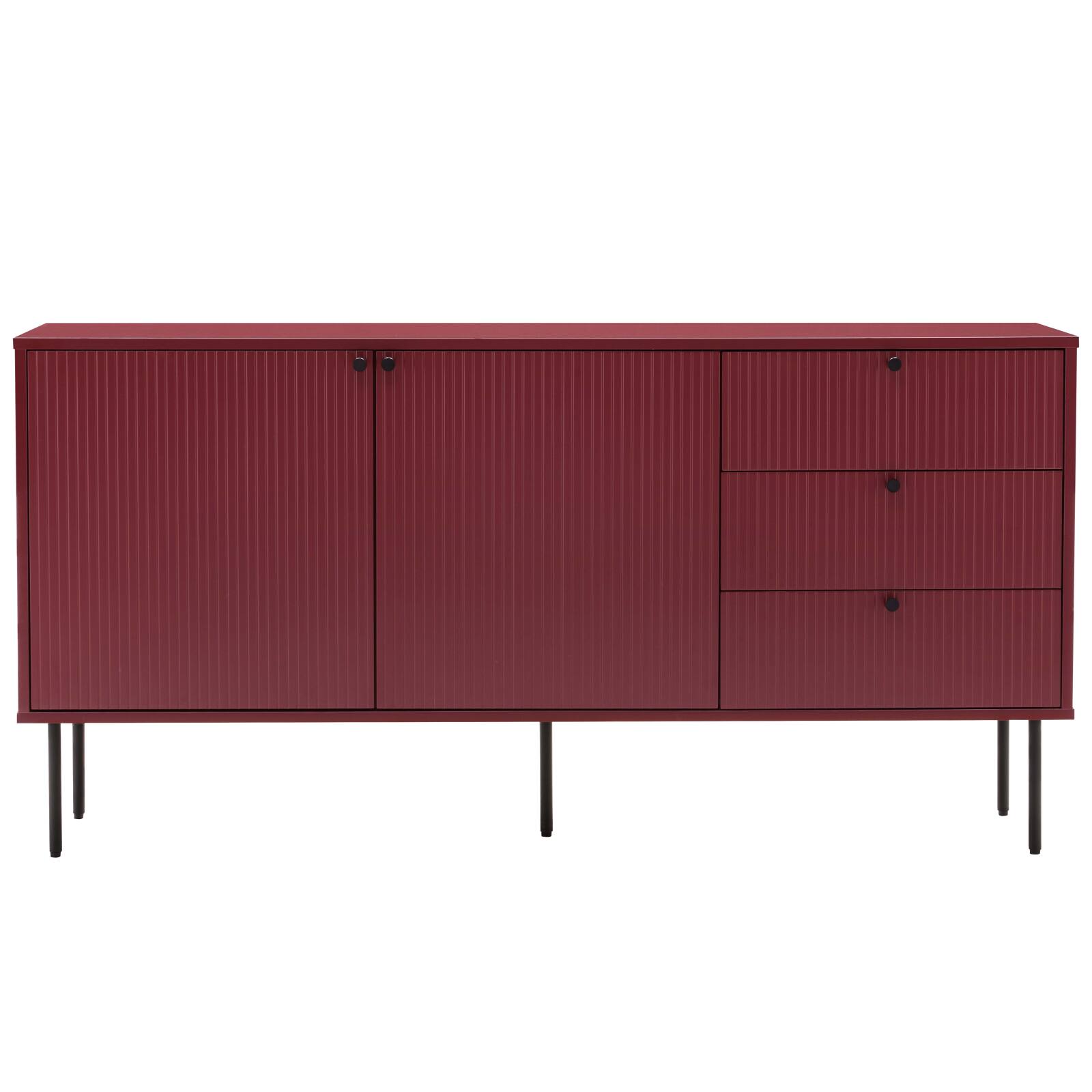 Sideboard 2 Türen, 3 Schubladen mit Lamellenoptik, 150 cm