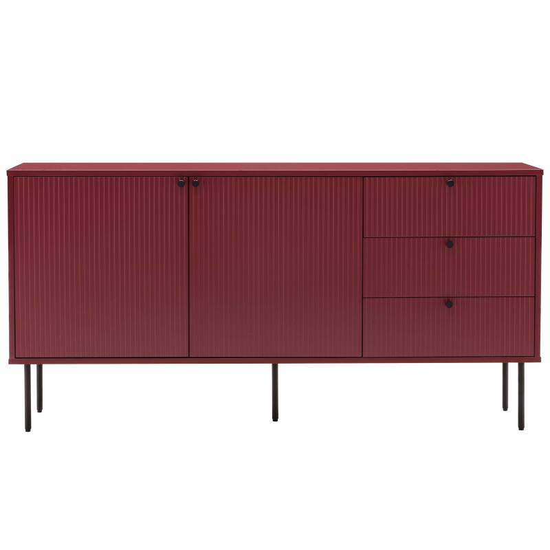 Sideboard 2 Türen, 3 Schubladen mit Lamellenoptik, 150 cm (3/7)