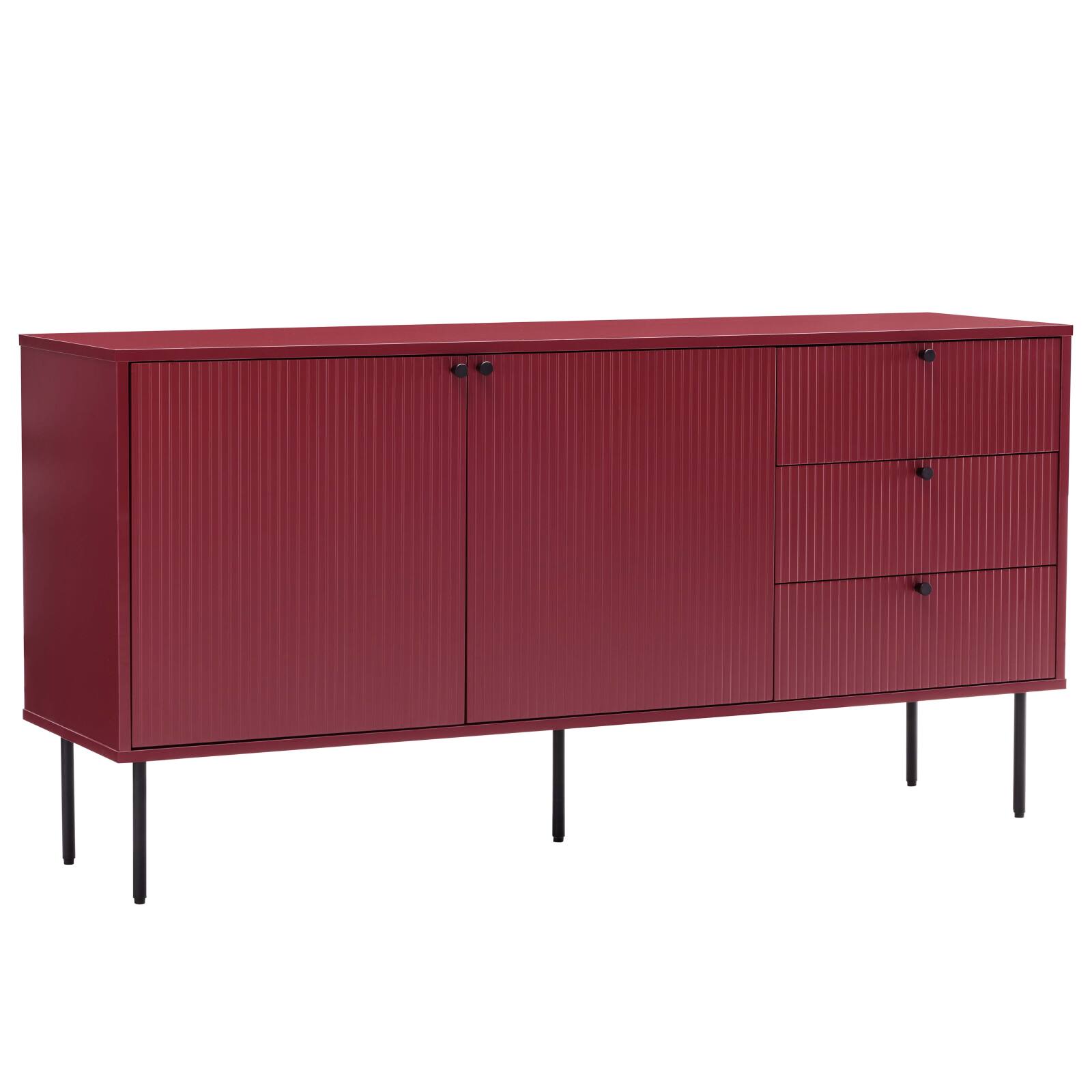 Sideboard 2 Türen, 3 Schubladen mit Lamellenoptik, 150 cm