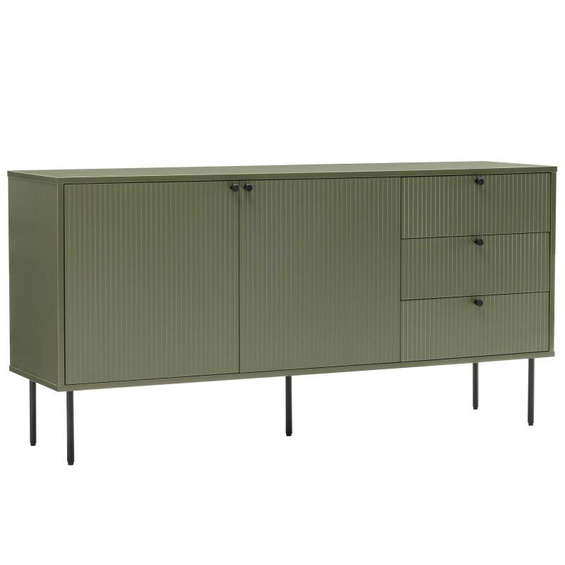 Sideboard 2 Türen, 3 Schubladen mit Lamellenoptik, 150 cm