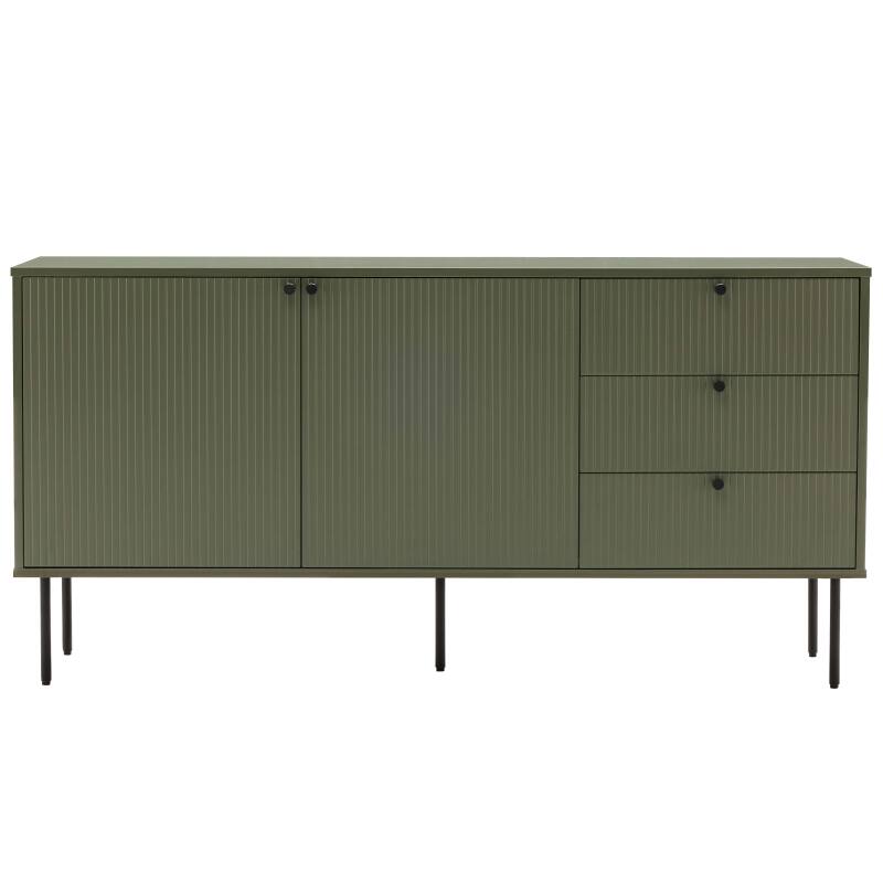Sideboard 2 Türen, 3 Schubladen mit Lamellenoptik, 150 cm (3/7)