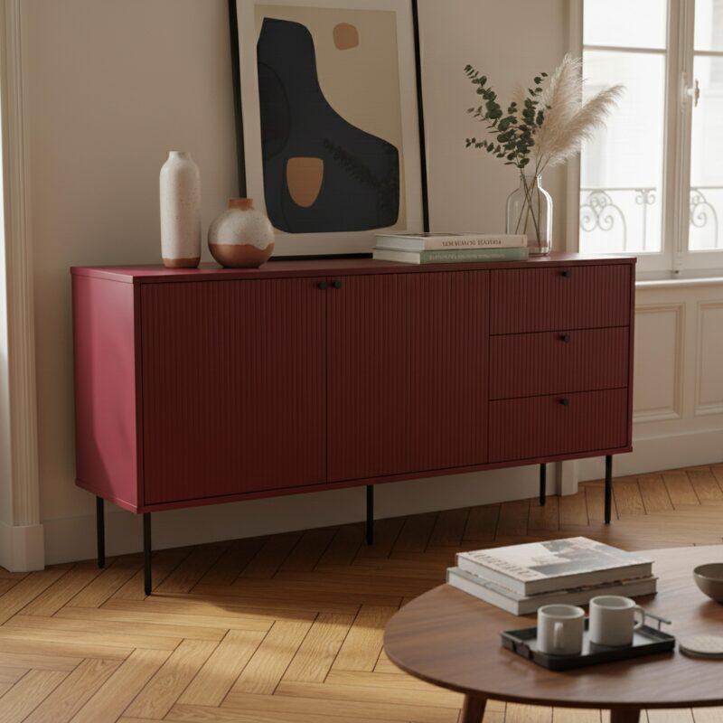 Sideboard 2 Türen, 3 Schubladen mit Lamellenoptik, 150 cm - Lifestyle