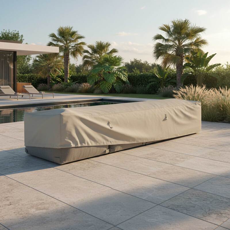 Schutzhülle für modulare Gartenmöbel mit 2 Ecksesseln und 2 niedrigen Sesseln - Lifestyle