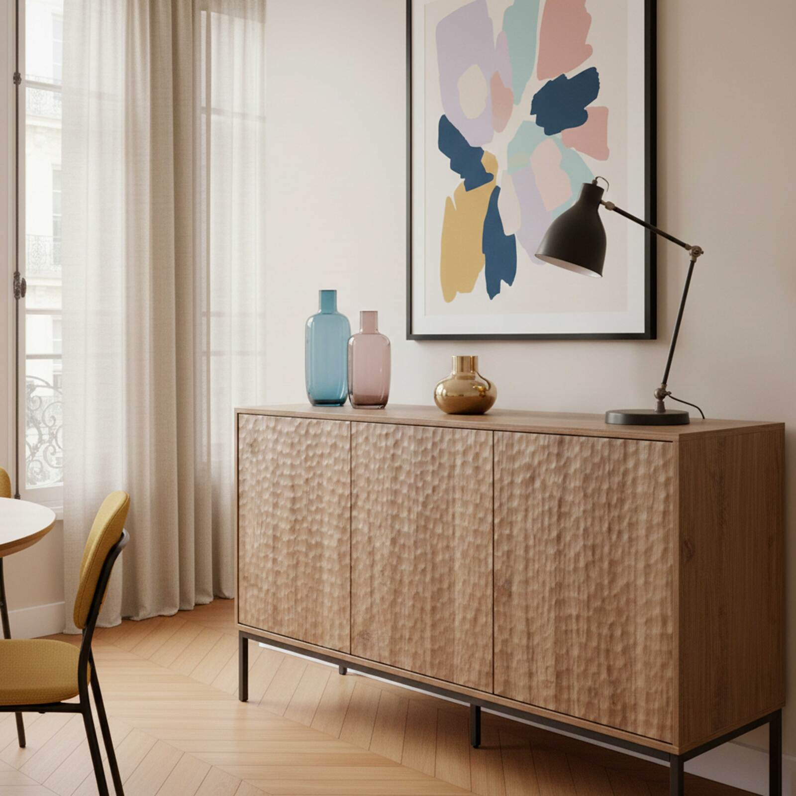 Sideboard in Holzoptik, 3 Türen, 147 cm