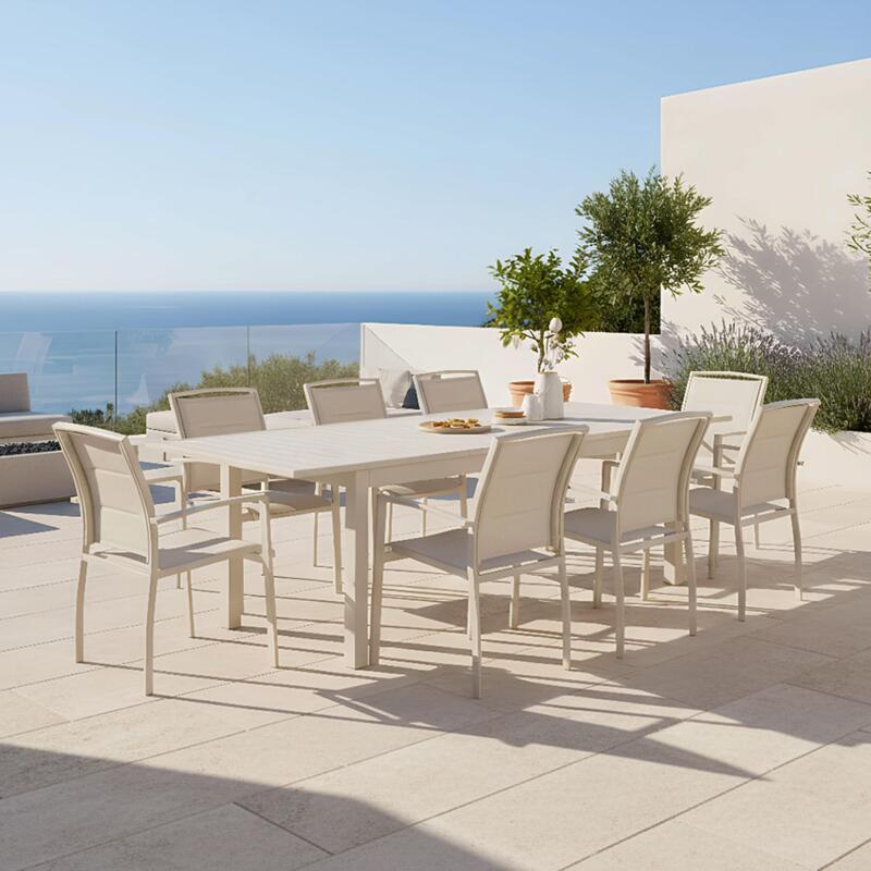 Ausziehbarer Gartentisch aus Aluminium 8 bis 10 Personen 174/238x100 cm (6/7)