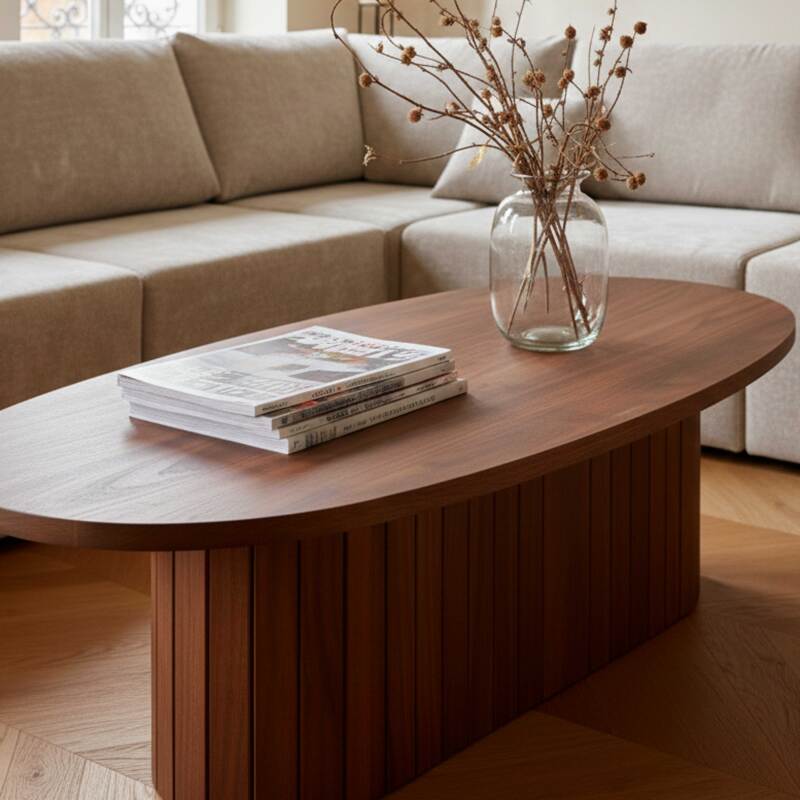 Couchtisch oval, in FSC®-Holzoptik, 120x60 cm, Boho-Stil (2/8)