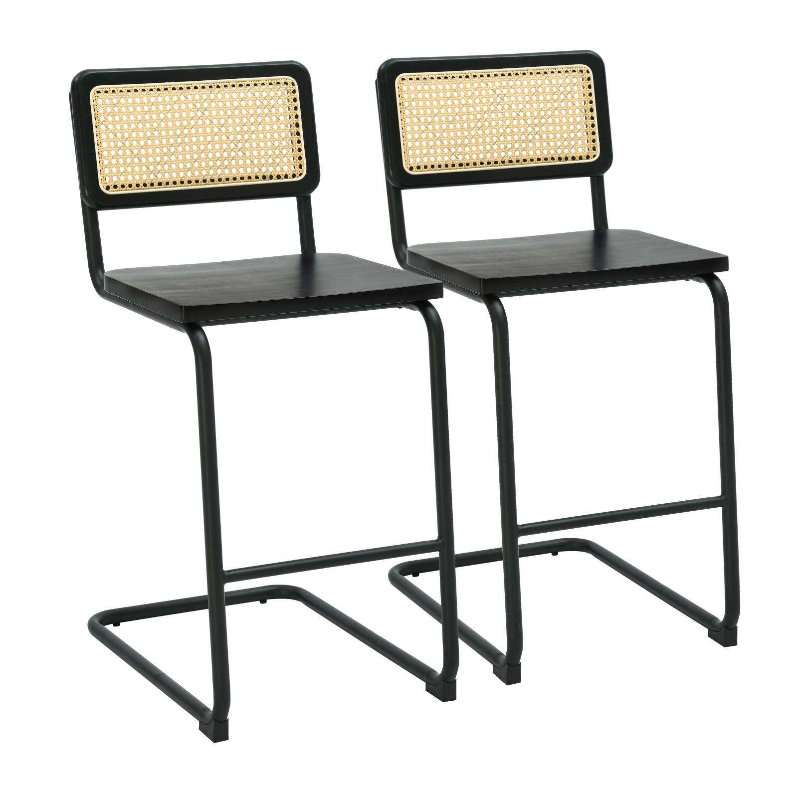 Barstühle aus Holz und Metall – 2er-Set