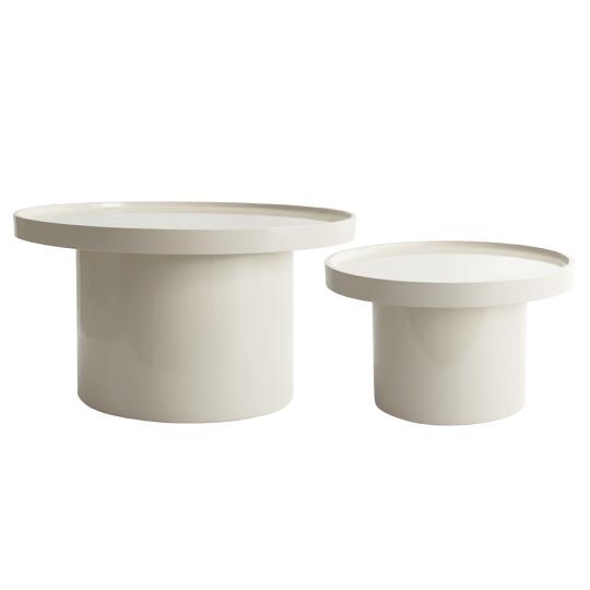 Satztische runde, in Lackoptik, Ø 70 und Ø 50 cm, Retro-Stil - 2er-Set