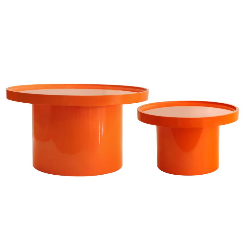 Satztische runde, in Lackoptik, Ø 70 und Ø 50 cm, Retro-Stil - 2er-Set