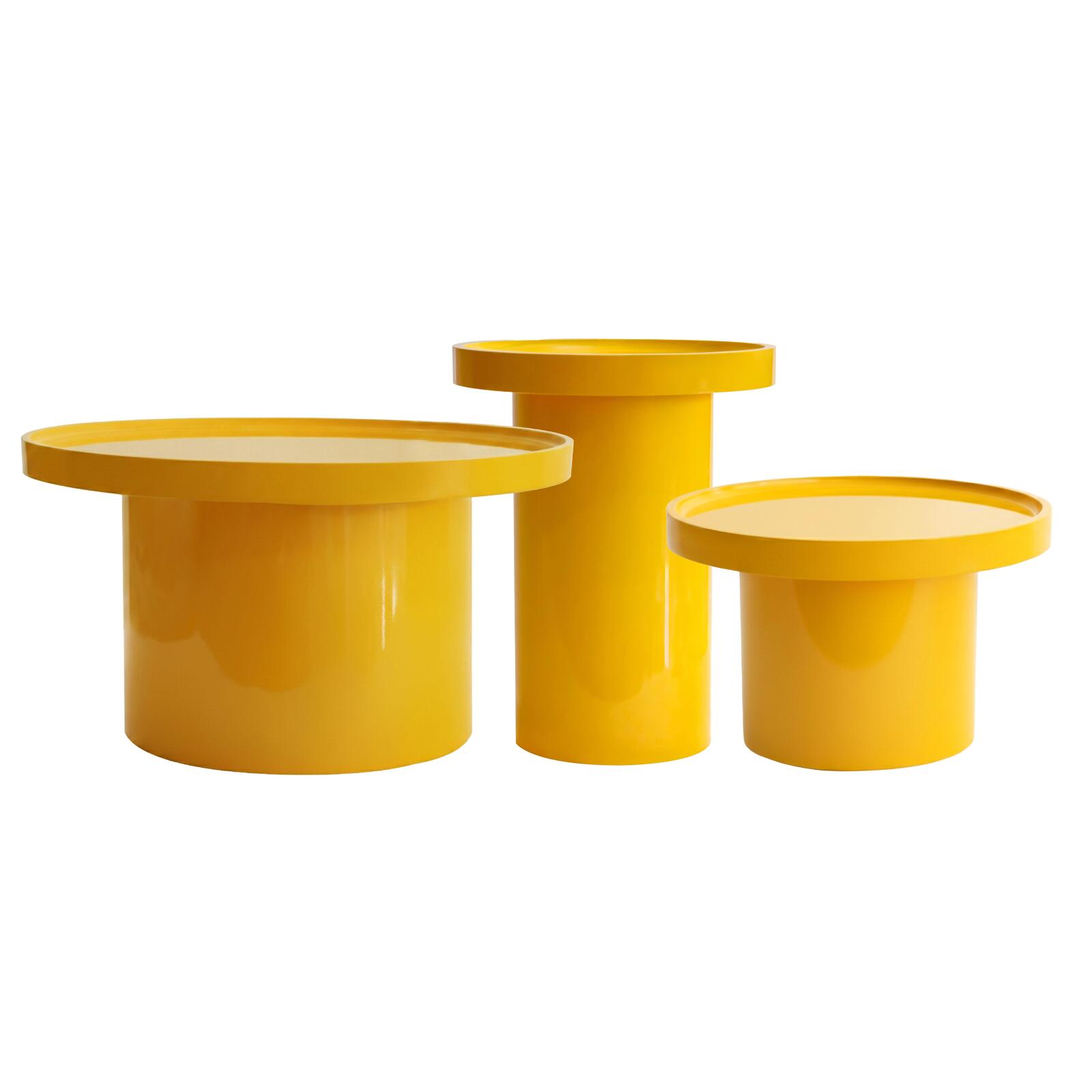 Satztische runde, in Lackoptik, Ø 70 Ø 50 und Ø40 cm, Retro-Stil - 3er-Set