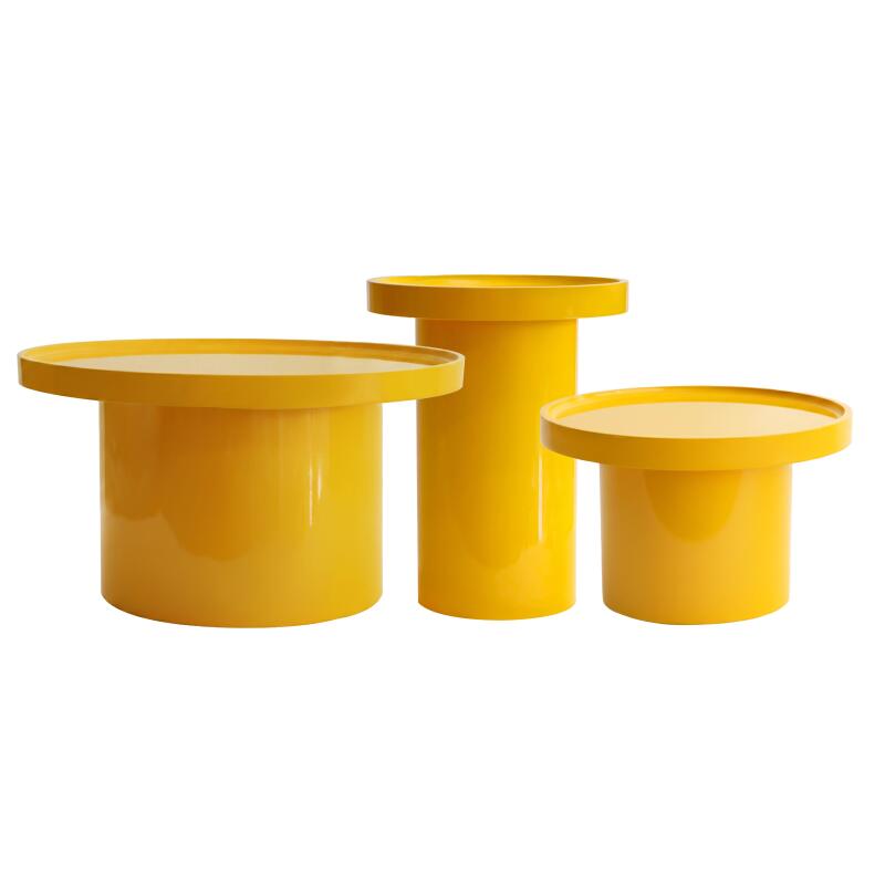 Satztische runde, in Lackoptik, Ø 70 Ø 50 und Ø40 cm, Retro-Stil - 3er-Set