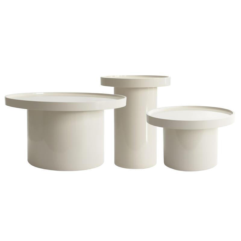 Satztische runde, in Lackoptik, Ø 70 Ø 50 und Ø40 cm, Retro-Stil - 3er-Set