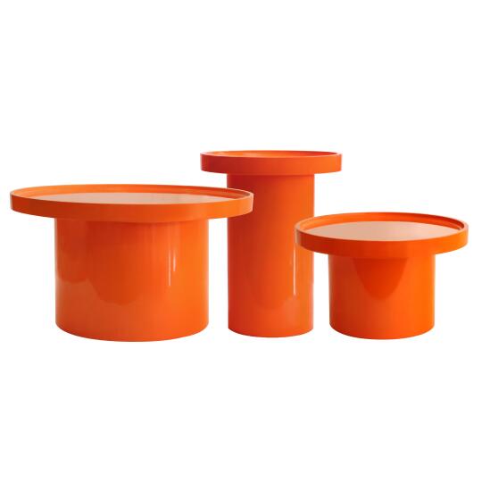 Satztische runde, in Lackoptik, Ø 70 Ø 50 und Ø40 cm, Retro-Stil - 3er-Set