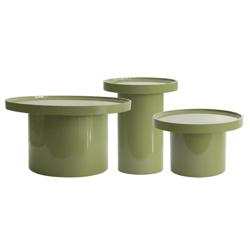 Satztische runde, in Lackoptik, Ø 70 Ø 50 und Ø40 cm, Retro-Stil - 3er-Set