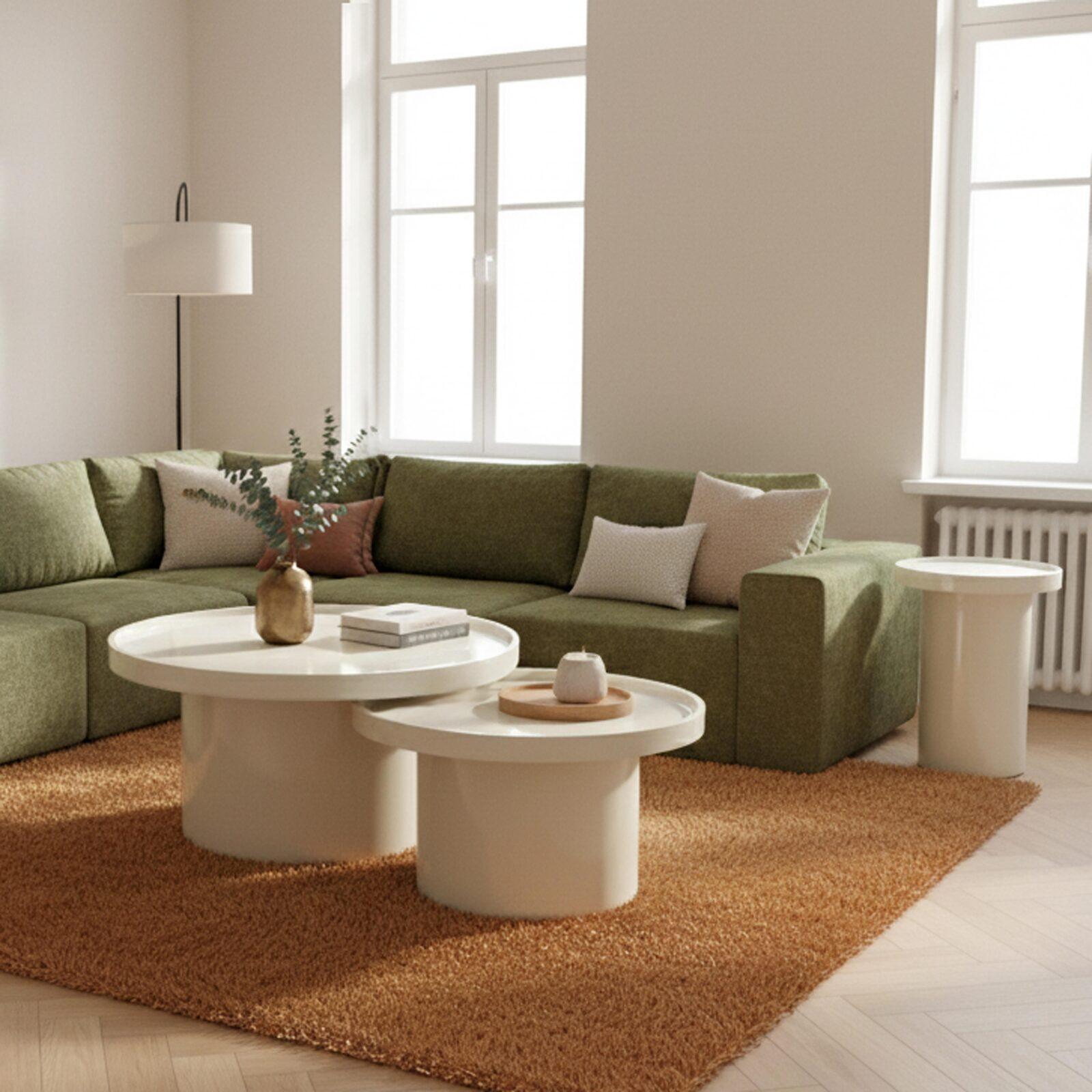 Satztische runde, in Lackoptik, Ø 70 Ø 50 und Ø40 cm, Retro-Stil - 3er-Set