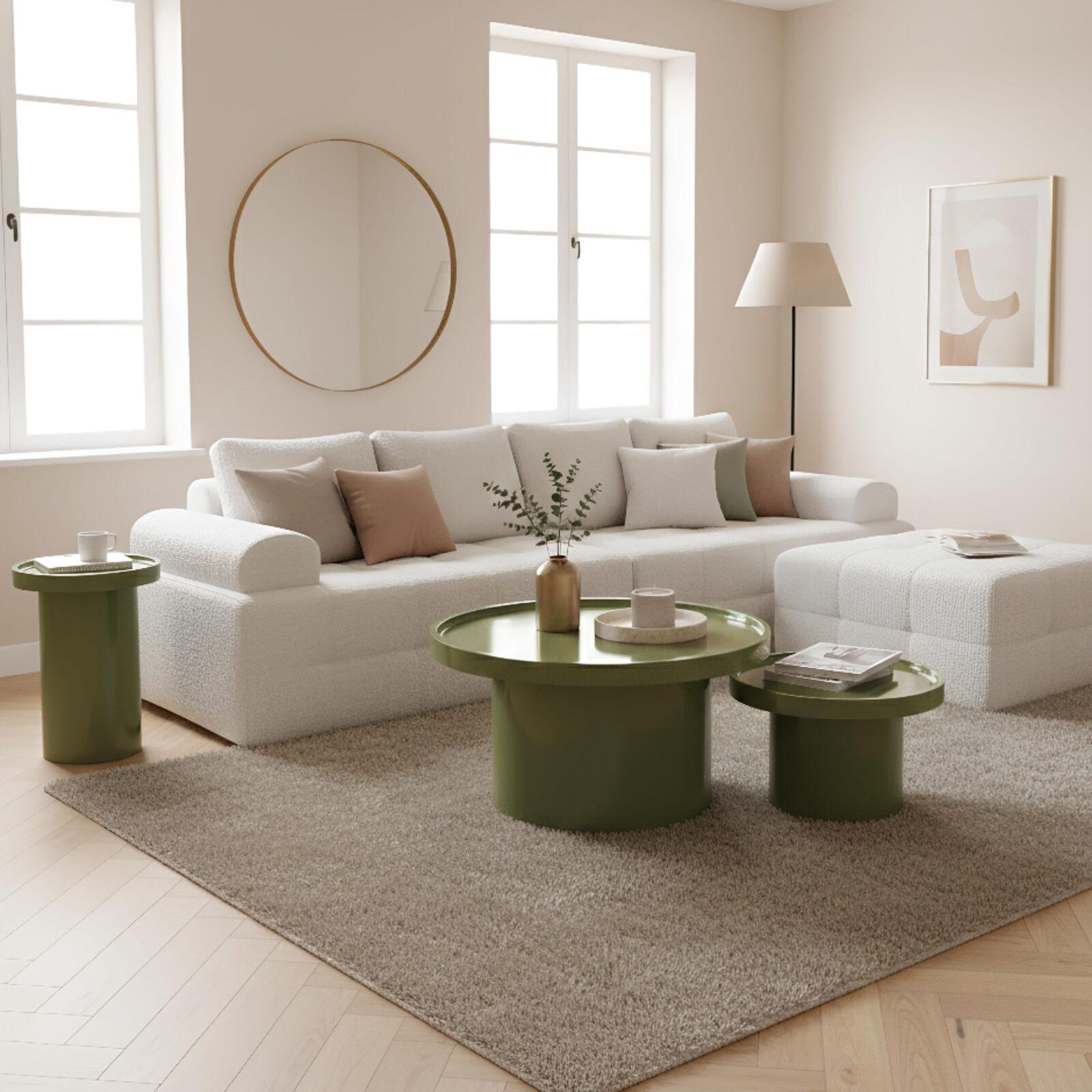 Satztische runde, in Lackoptik, Ø 70 Ø 50 und Ø40 cm, Retro-Stil - 3er-Set