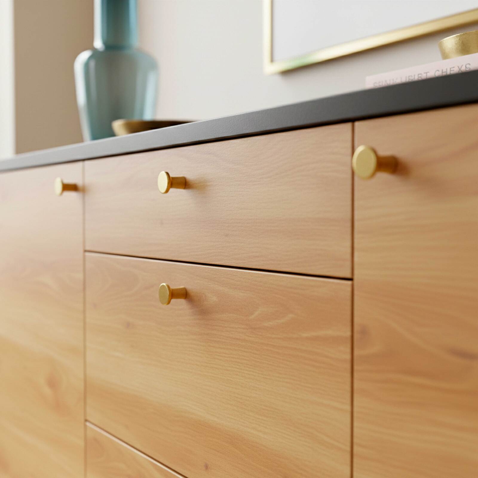 Sideboard in heller Holzoptik, 2 Türen, 3 Schubladen, 150 cm, skandinavischer Stil