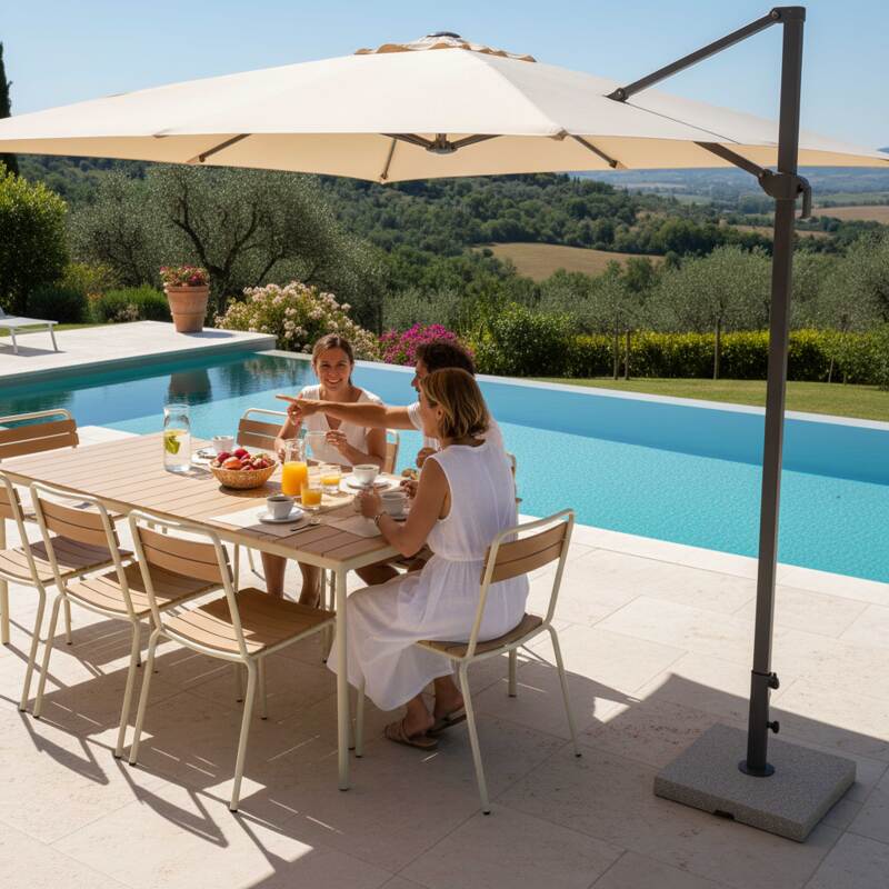 Gartentisch Holzoptik aus Metall und Polywood, 180x90 cm, und 8 Stühle (7/8)