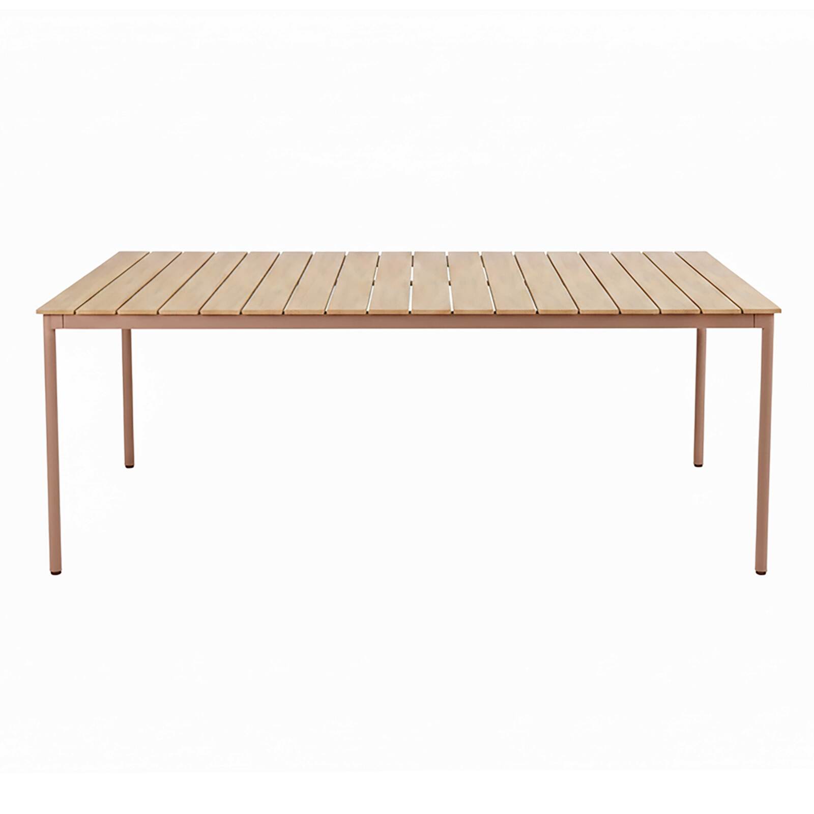 Gartentisch Holzoptik aus Metall und Polywood, 8 Personen, 180x90 cm