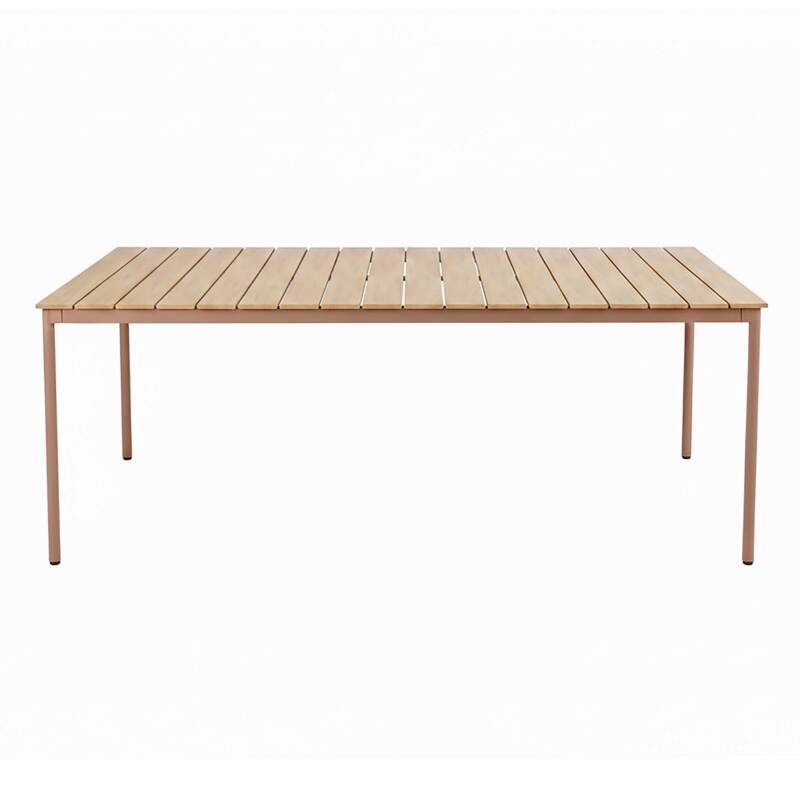 Gartentisch Holzoptik aus Metall und Polywood, 8 Personen, 180x90 cm