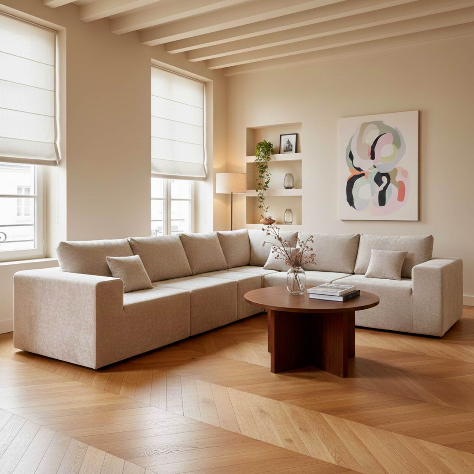 Couchtisch rund, in Holzoptik, Ø80 x 45 cm