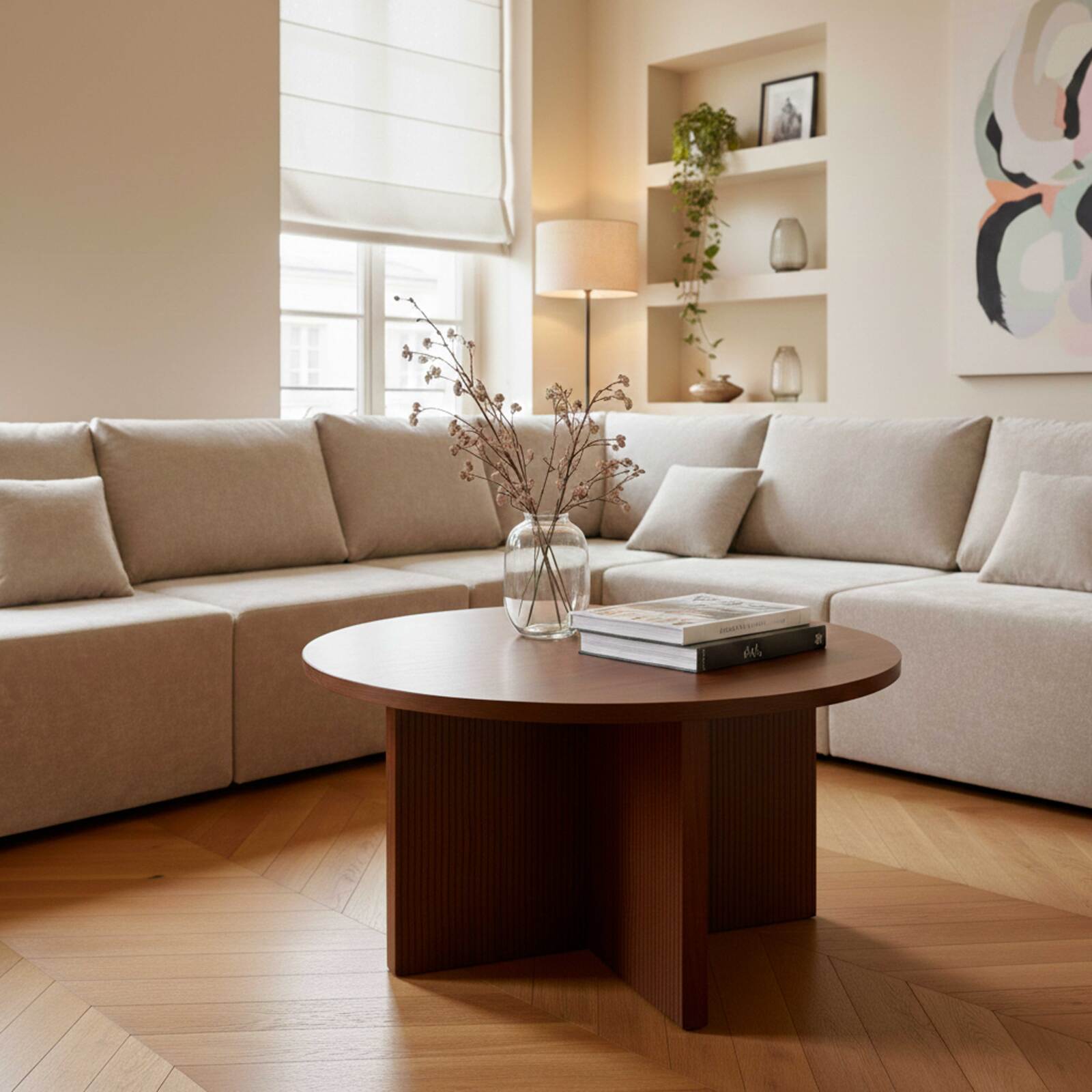 Couchtisch rund, in Holzoptik, Ø80 x 45 cm