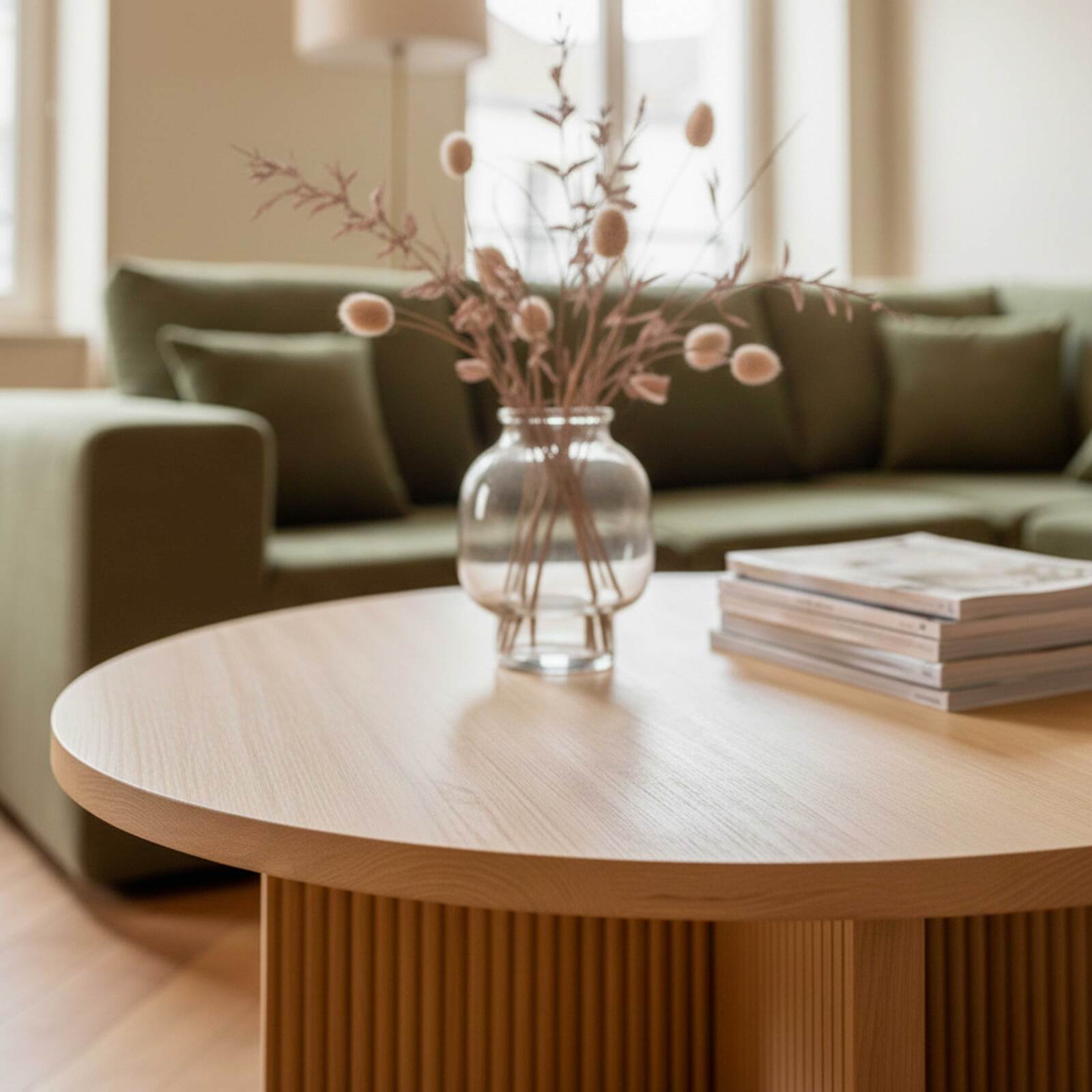 Couchtisch rund, in Holzoptik, Ø80 x 45 cm