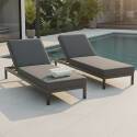 Sonnenliegen aus Aluminium 5-fach verstellbar und Kissen - 2er-Set