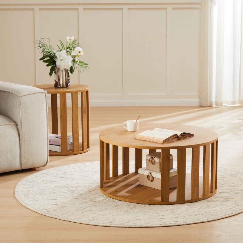 Satztische runde, in Holzoptik, Ø50 und Ø75 cm - Von 2 - Lifestyle