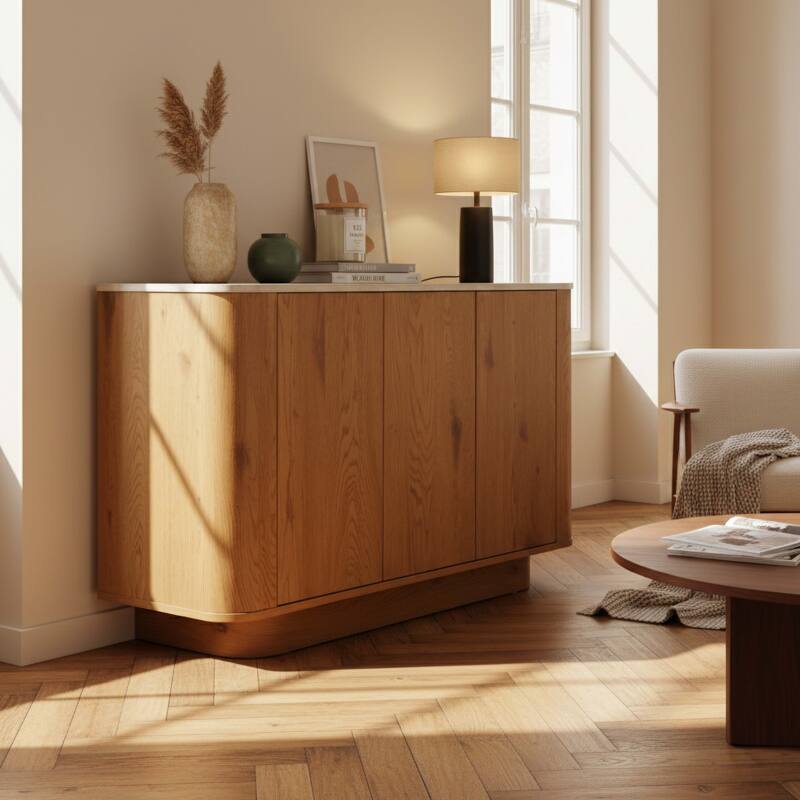 Sideboard in Holzoptik FSC®, 3 Türen, 120 cm, skandinavischer Stil