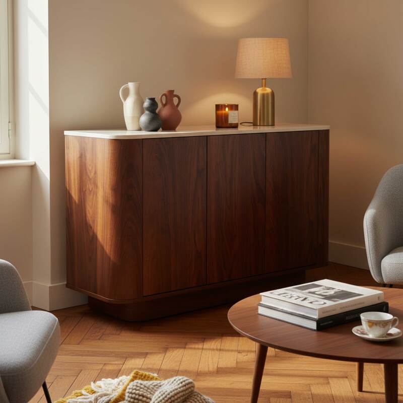 Sideboard in Holzoptik FSC®, 3 Türen, 120 cm, skandinavischer Stil