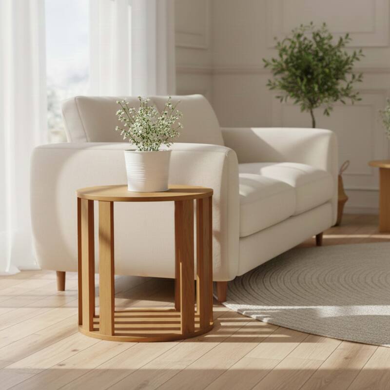 Couchtisch rund, in FSC®-Holzoptik, Ø50 cm - Lifestyle